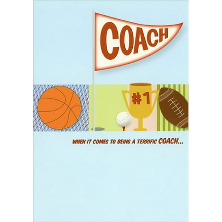 Designer Greetings Pennant, Basketball, Golf Ball, Trophy and Football Thank You / Coach Appreciation Card