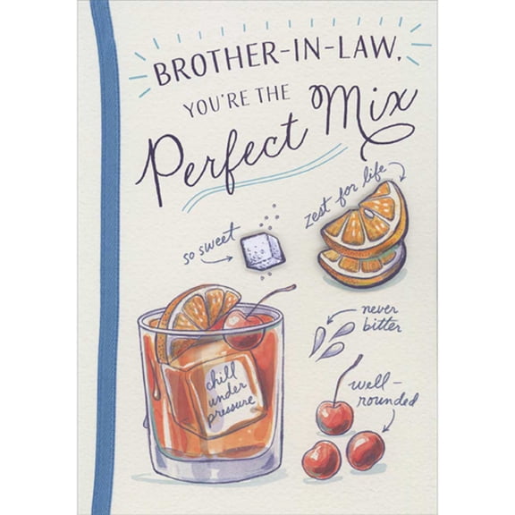 Designer Greetings Perfect Mix Cocktail: 3D Sugar Cube and Orange Slices Hand Decorated Father's Day Card for Brother-in-Law