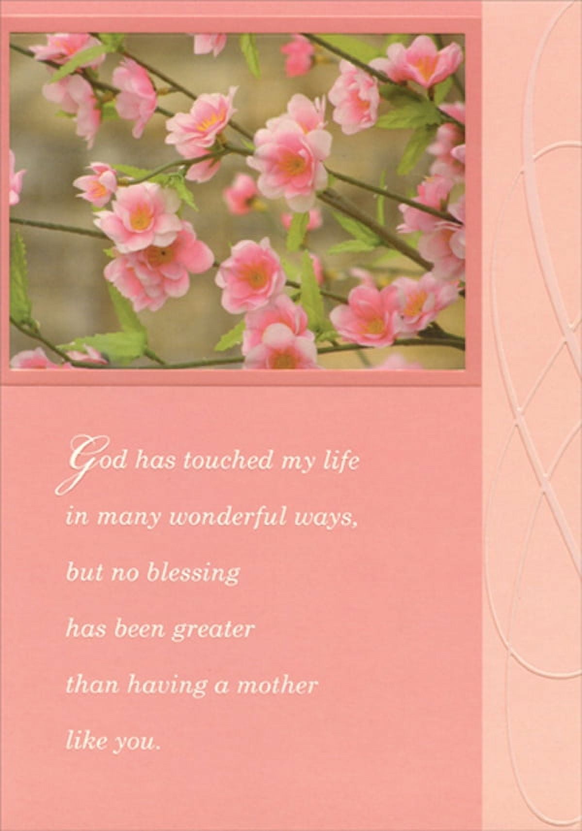 Designer Greetings Pink Flowers God Has Touched My Life Religious