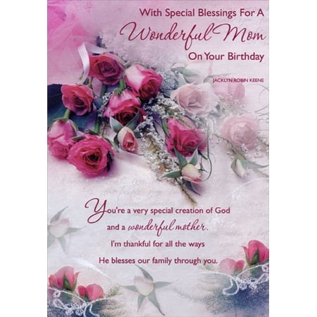 Designer Greetings Pink Roses: Special Blessings Religious / Inspirational Birthday Card for Mom