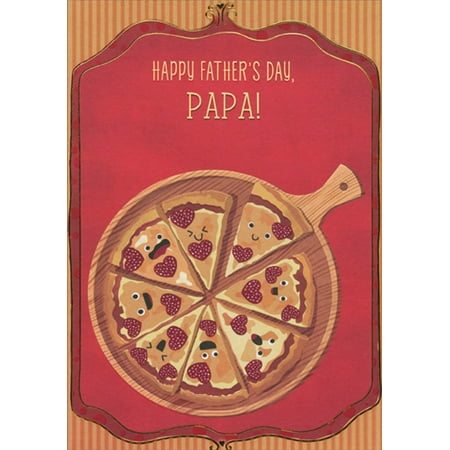 Designer Greetings Pizza Slices with Silly Faces Juvenile / Kids Father's Day Card for Papa