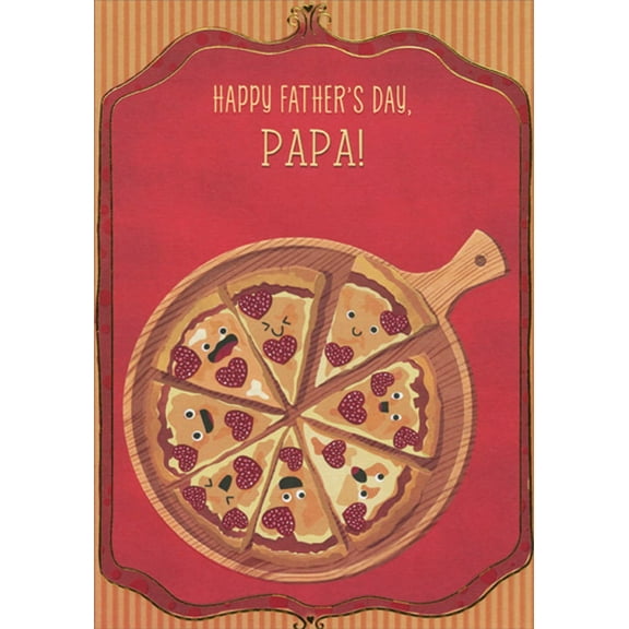 Designer Greetings Pizza Slices with Silly Faces Juvenile / Kids Father's Day Card for Papa