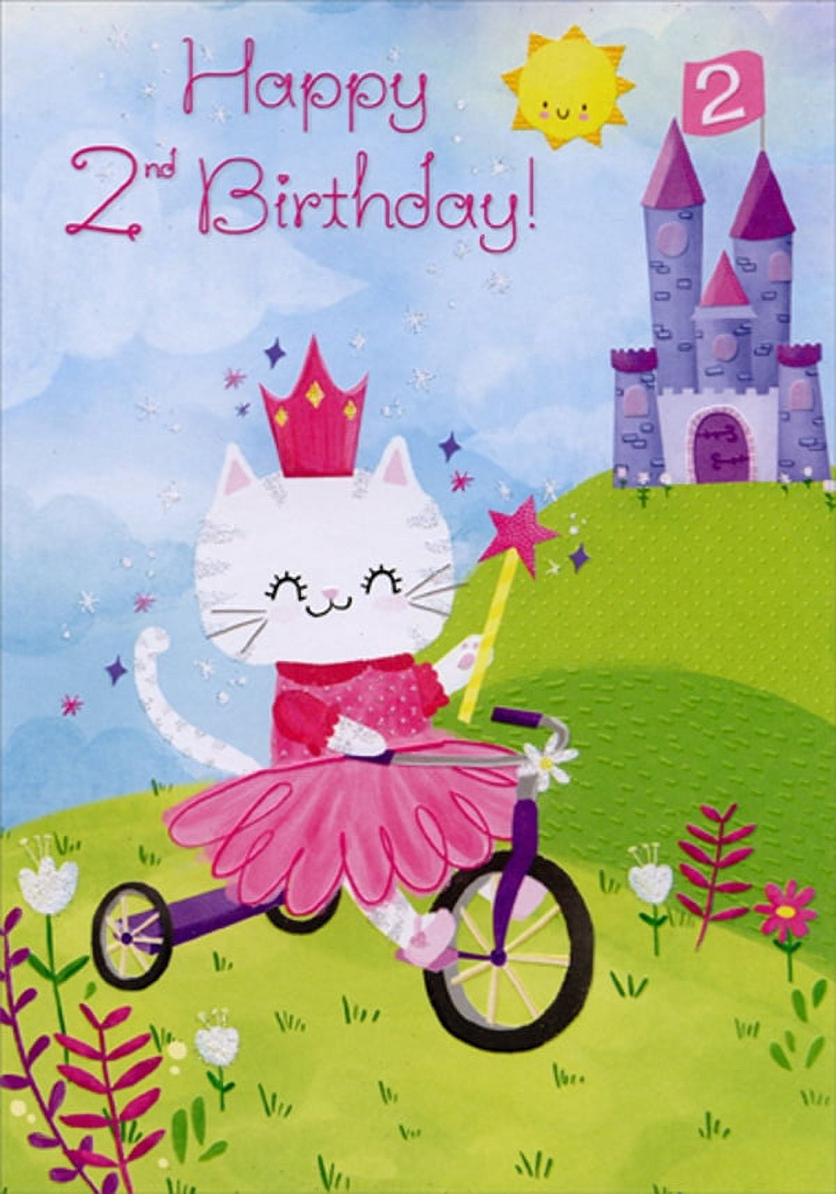 Designer Greetings Princess Kitten on Bicycle Age 2 / 2nd Birthday Card ...