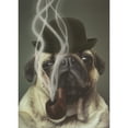 thumbnail image 1 of Designer Greetings Pug Wearing Bowler Hat with Pipe and Glitter Smoke Humorous / Funny Father's Day Card, 1 of 2