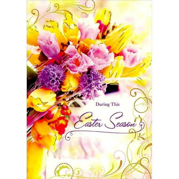 Designer Greetings Purple and Yellow Floral Bouquet Easter Card