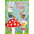 thumbnail image 1 of Designer Greetings Rabbit Dad and Kids Standing on Large Red Mushrooms Daddy Easter Card from Kid : Child, 1 of 2