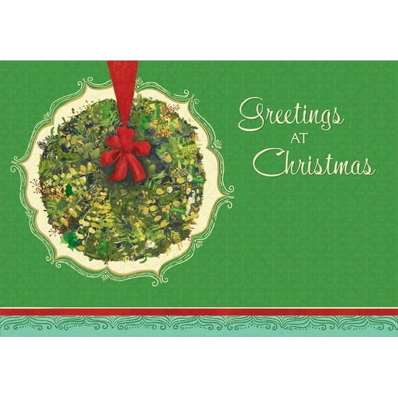 Designer Greetings Red Bow on Plant Christmas Card (1 card/1 envelope)