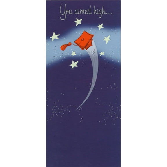 Designer Greetings Red Grad Cap Soaring Through Universe Money Holder / Gift Card Holder Graduation Congratulations Card