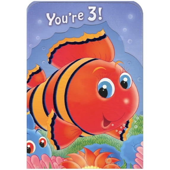 Designer Greetings Happy 3rd Birthday Card with Red, Orange and Blue ...