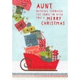 thumbnail image 1 of Designer Greetings Red Sleigh and Stack of Presents with Smiley Faces Juvenile Aunt Christmas Card from Child : Kid, 1 of 2