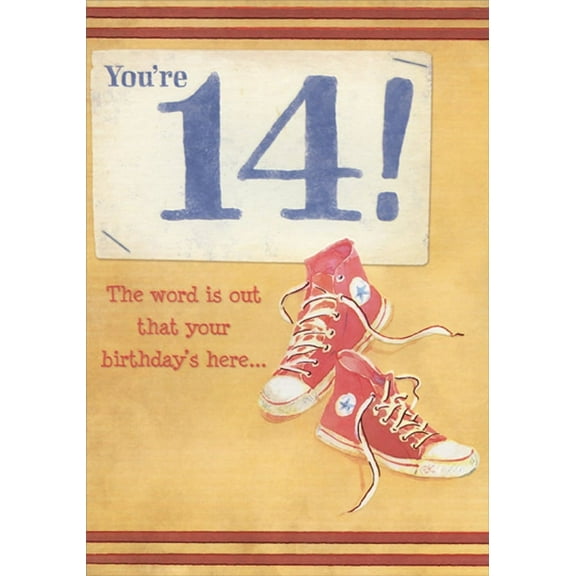Designer Greetings Red Sneakers Age 14 / 14th Birthday Card for Boy