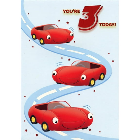 Designer Greetings Red Sports Cars Age 3 / 3rd Birthday Card for Boy