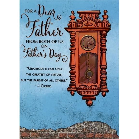 Designer Greetings Red Wall Clock: Dear Father Father's Day Card from Both of Us