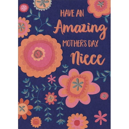 Designer Greetings Red and Orange Drawn Flowers: Niece Mother's Day Card