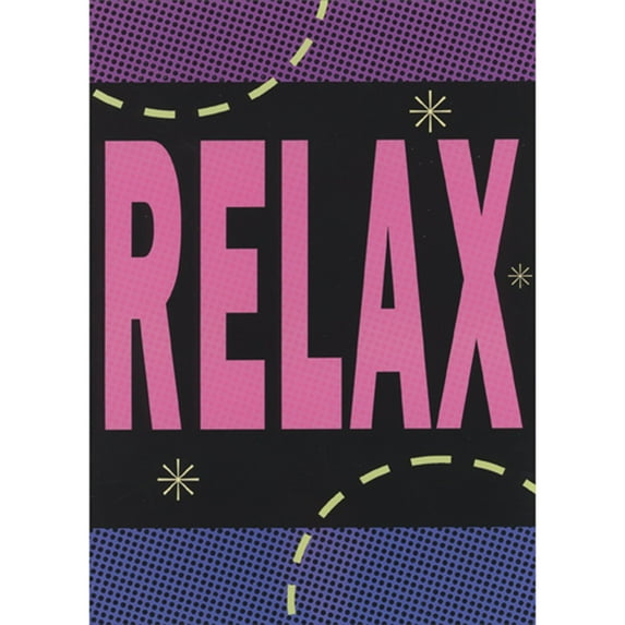 Designer Greetings Relax: Large Pink Letters on Black, Blue and Purple Background Funny / Humorous Mother's Day Card for Wife
