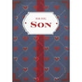 thumbnail image 1 of Designer Greetings Repeated Silver Foil Diagonal Hearts, Red Ribbon and 3D Tip On Banner on Dark Blue Hand Decorated Valentine's Day Card for Son, 1 of 2