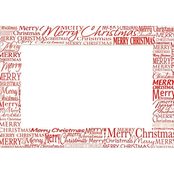 Designer Greetings Repeating Red Merry Christmas Text Photo Holders Box of 15 Christmas Cards