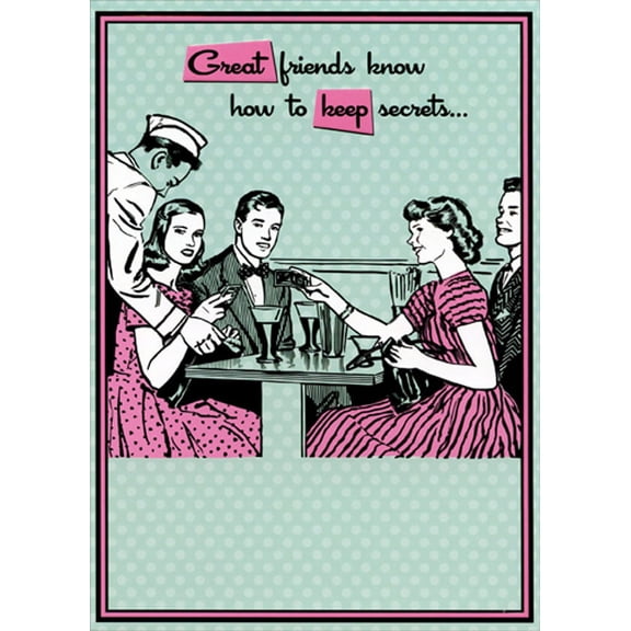 Designer Greetings Retro Couples at Diner Table : Keep Secrets Funny / Humorous Friendship Card