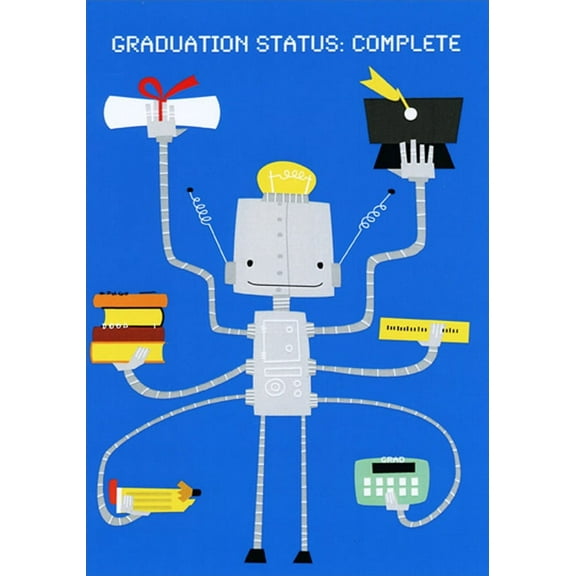 Designer Greetings Robot With 6 Arms Juvenile / Kids Graduation Congratulations Card for Young Nephew