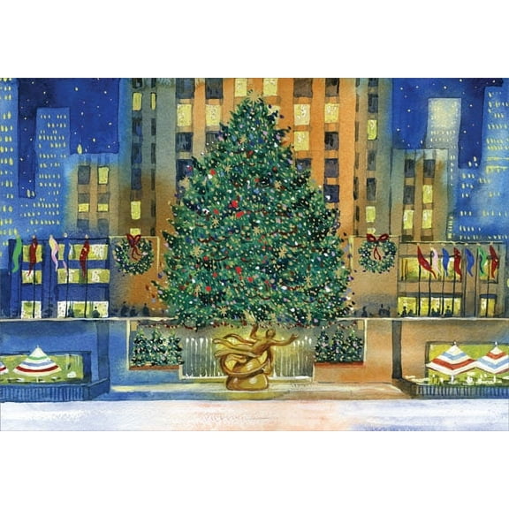 Designer Greetings Rockefeller Center Tree Box of 18 New York City Christmas Cards