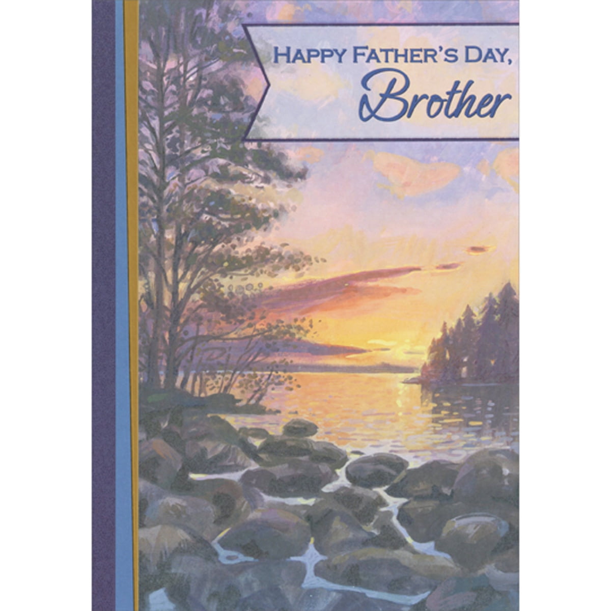 Designer Greetings Rocks, Trees and Evergreens Along Lake Shore Under ...