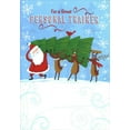 thumbnail image 1 of Designer Greetings Santa and Reindeer Carrying Tree Personal Trainer Christmas Card, 1 of 2