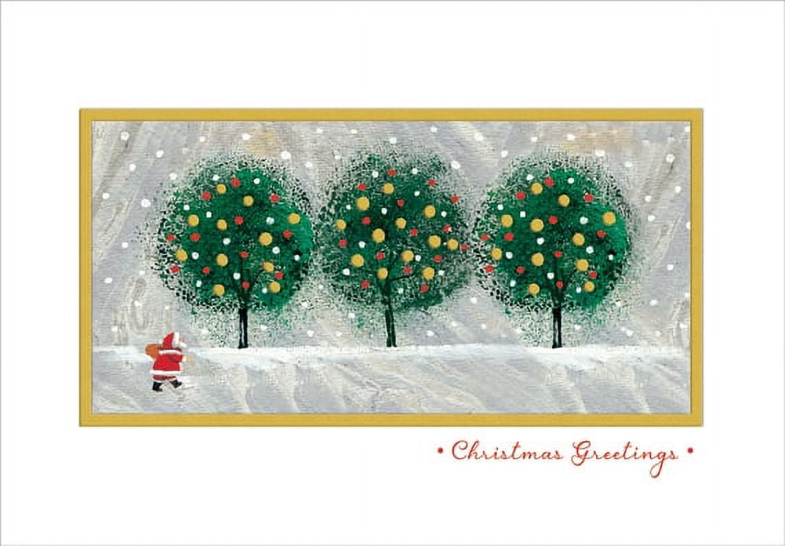 Designer Greetings Santa and Three Trees Box of 18 Christmas Cards