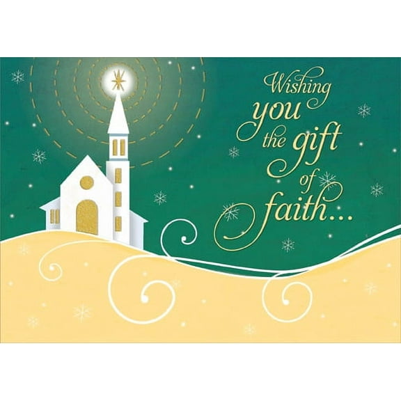 Designer Greetings Shining Star: Gift of Faith Box of 18 Religious Christmas Cards