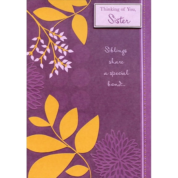 Designer Greetings Siblings Share a Special Bond: Mustard Leaves on Purple Birthday Card for Sister