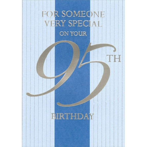 Designer Greetings Silver Foil Lettering on Vertical Blue Section Age 95 / 95th Birthday Card for Him