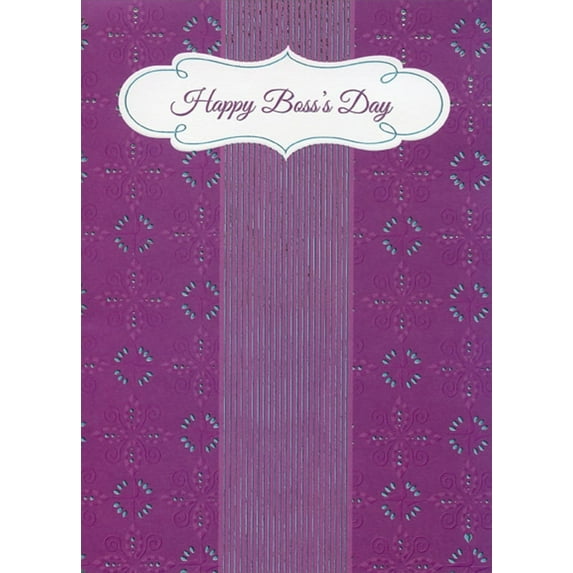 Designer Greetings Silver Foil Vertical Lines, Circular and Plus Patterns on Deep Purple 3D Pop Up Boss's Day Card
