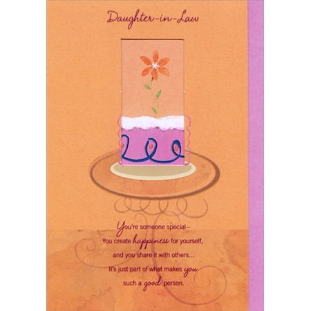 Designer Greetings Single Orange Flower Inside Die Cut Window: Create Happiness Birthday Card for Daughter-in-Law