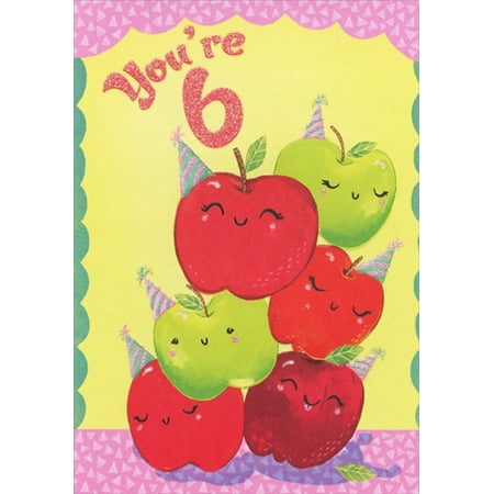 Designer Greetings Six Apples Age 6 / 6th Birthday Card for Girl