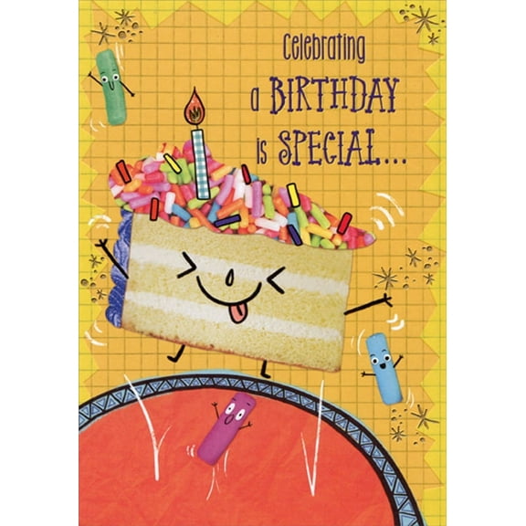 Designer Greetings Slice of Cake with Candy Toppings Juvenile : Kids Birthday Card for Young Boy