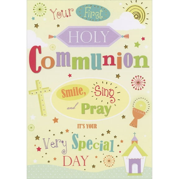 Designer Greetings Smile, Sing and Pray It's Your Very Special Day 1st / First Communion Congratulations Card