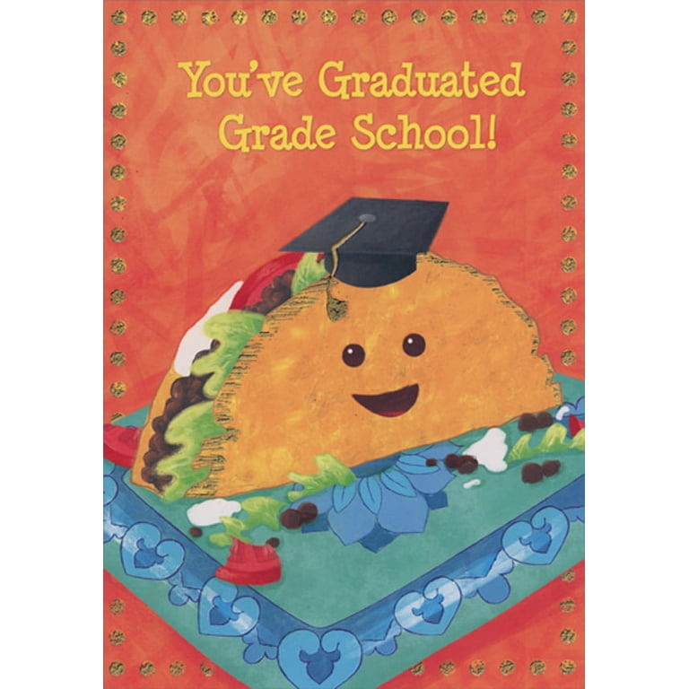 congratulations card for good grades Designer Greetings Smiley Face Taco Grade School Graduation Congratulations  Card