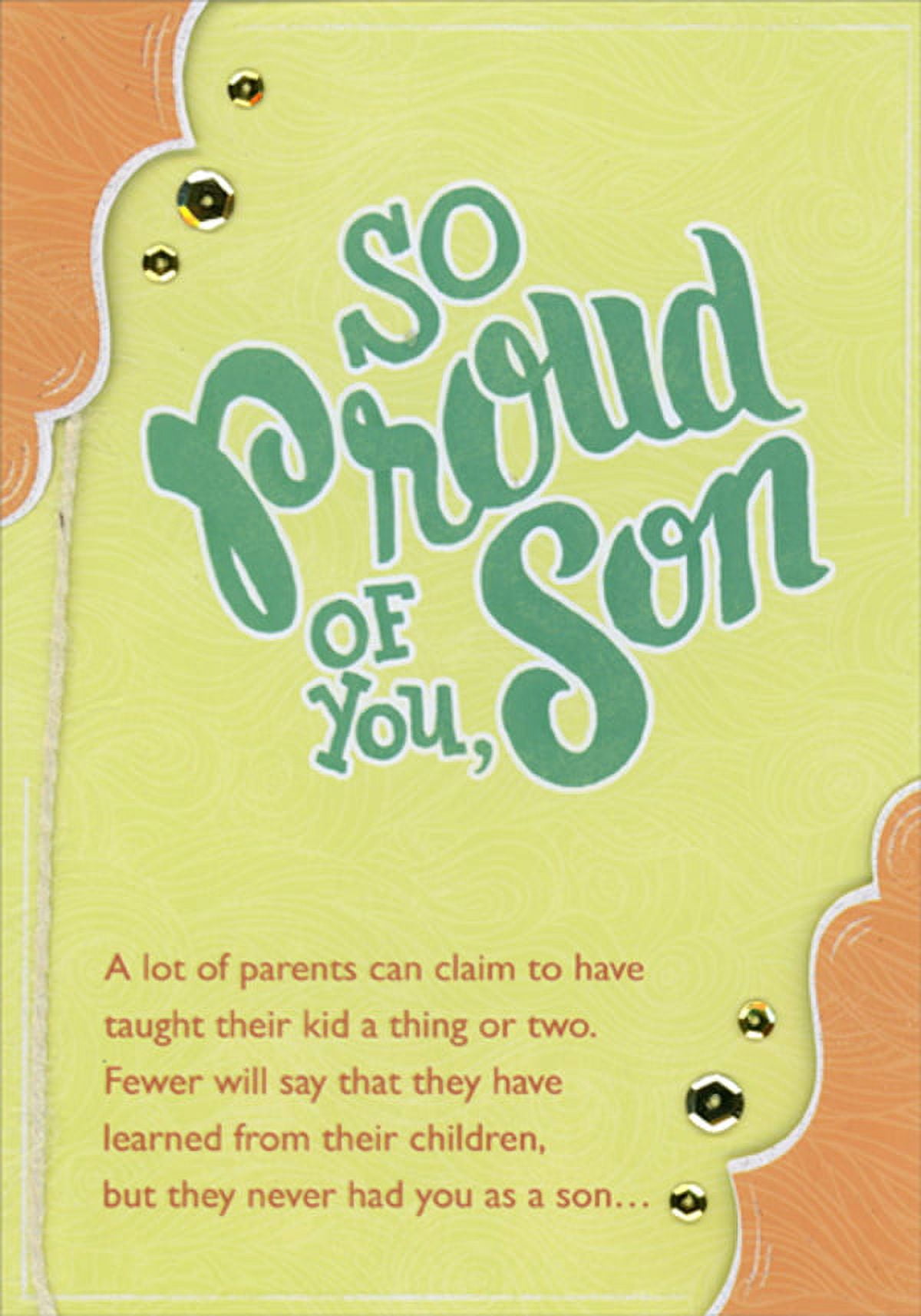 Designer Greetings So Proud of You, Son : 3D Orange Borders, Gold