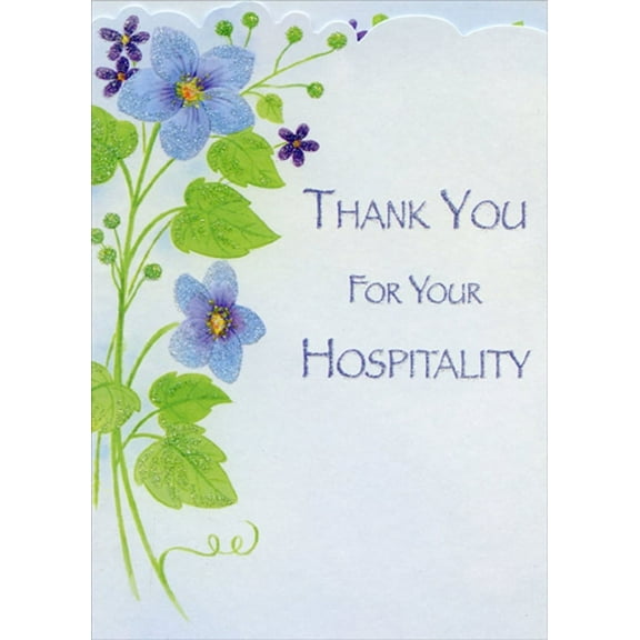 Designer Greetings Sparkling Blue Flower Die Cut Z-Fold Hospitality Thank You Card