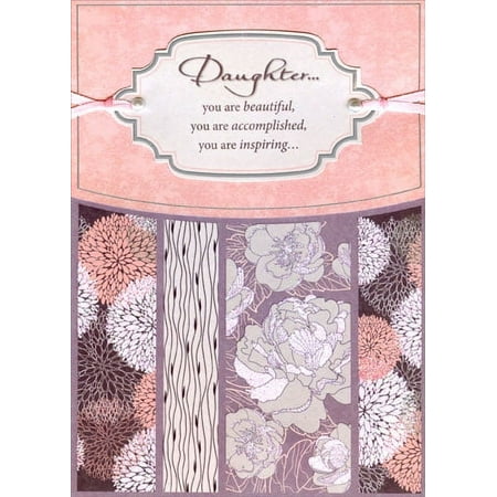 Designer Greetings Sparkling Floral with Tip On Banner on Pink, Ribbons and Gems Handmade: Daughter Birthday Card
