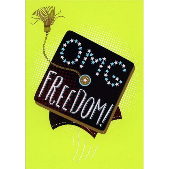 Designer Greetings Sparkling OMG Freedom Grad Cap High School Graduation Congratulations Card