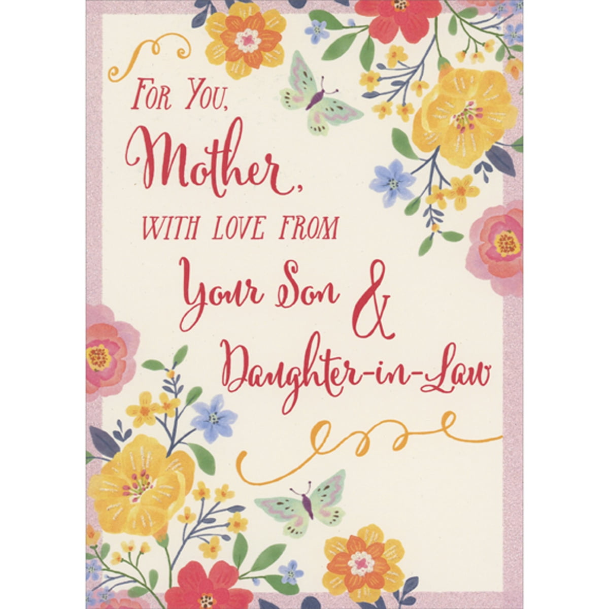 Designer Greetings Sparkling Yellow, Red, Pink and Blue Flowers