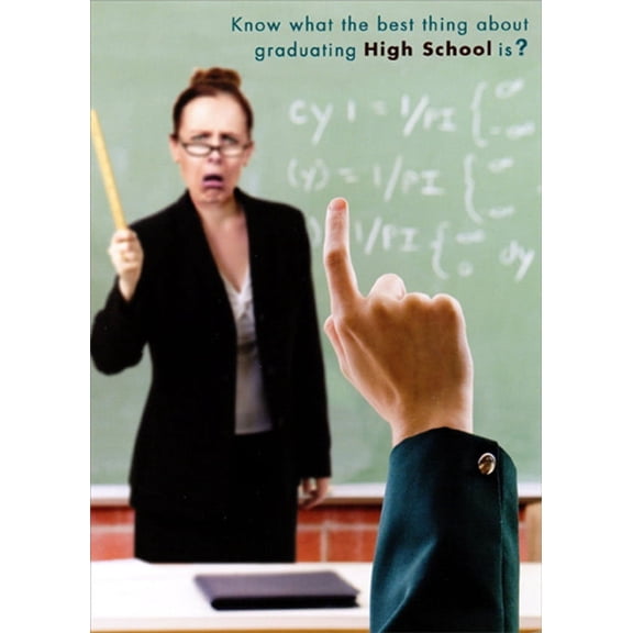 Designer Greetings Student With Hand Up Funny / Humorous High School Graduation Congratulations Card