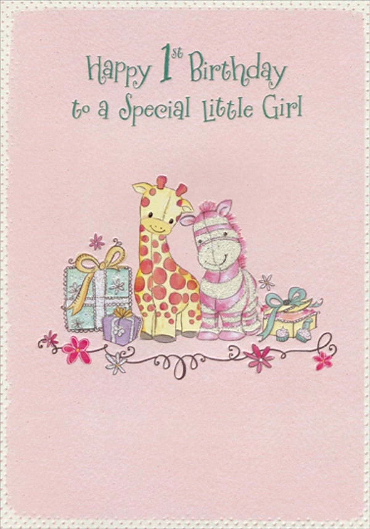 Designer Greetings Stuffed Giraffe and Zebra with Presents Age 1 / 1st ...