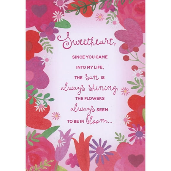 Designer Greetings Sweetheart, Since You Came Into My Life: Red and Purple Floral Border Feminine Valentine's Day Card for Wife, Girlfriend