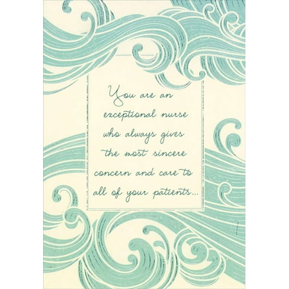 Designer Greetings Swirling Blue Waves on White Nurses Day Card