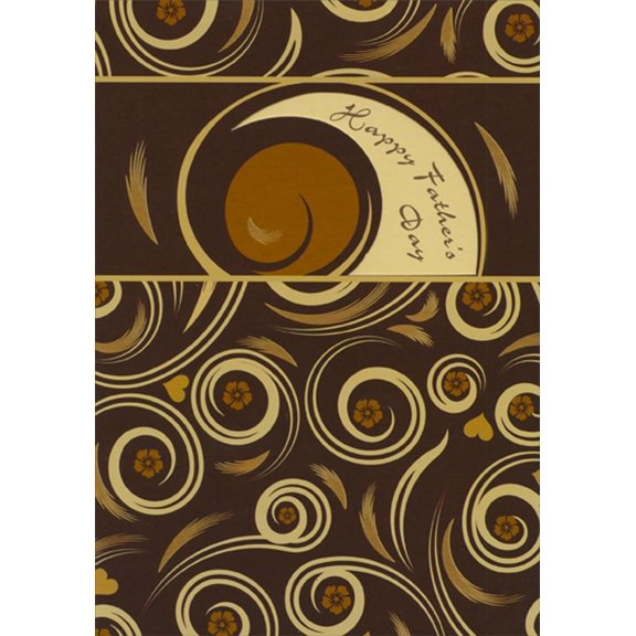 Designer Greetings Swirls on Deep Brown with Die Cut Window Blended Family Father's Day Card