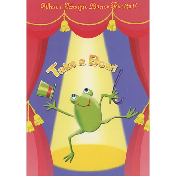 Designer Greetings Take A Bow Dancing Frog Dance Recital Congratulations Card