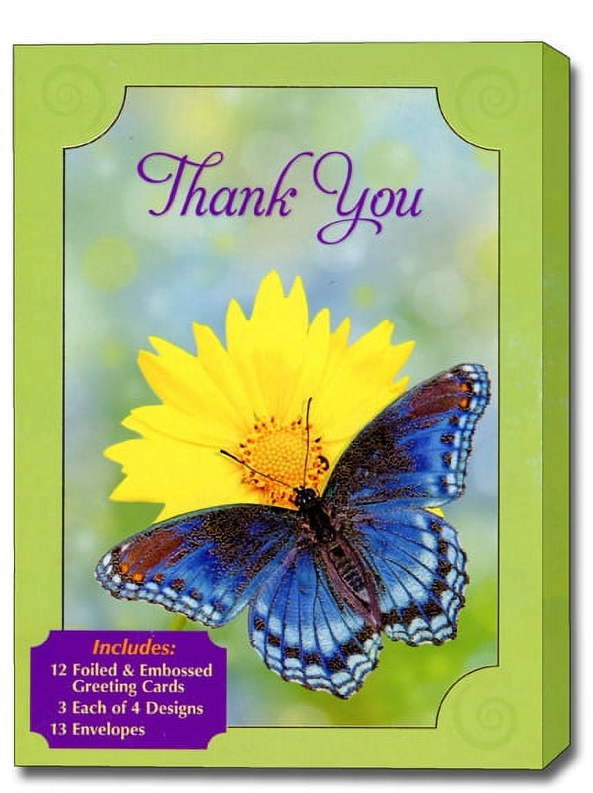 Designer Greetings Thank You Assortment Box of 12 Foiled & Embossed