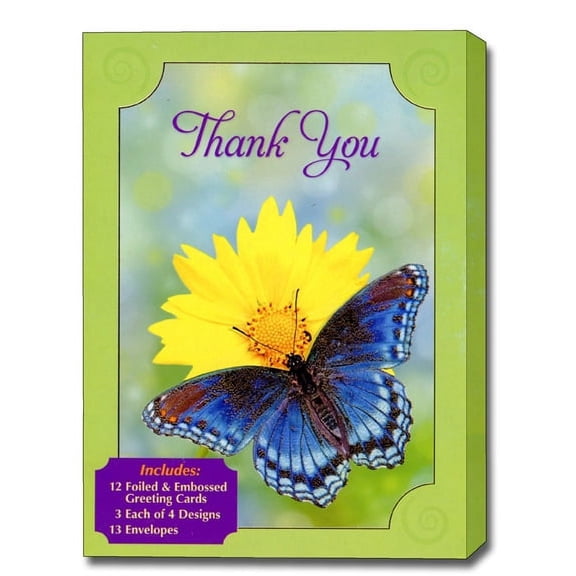 Designer Greetings Thank You Assortment Box of 12 Foiled & Embossed Thank You Cards