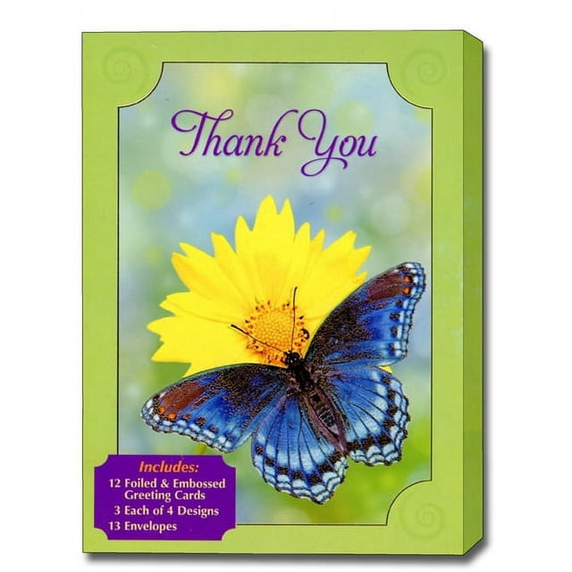 Designer Greetings Thank You Assortment Box of 12 Foiled & Embossed